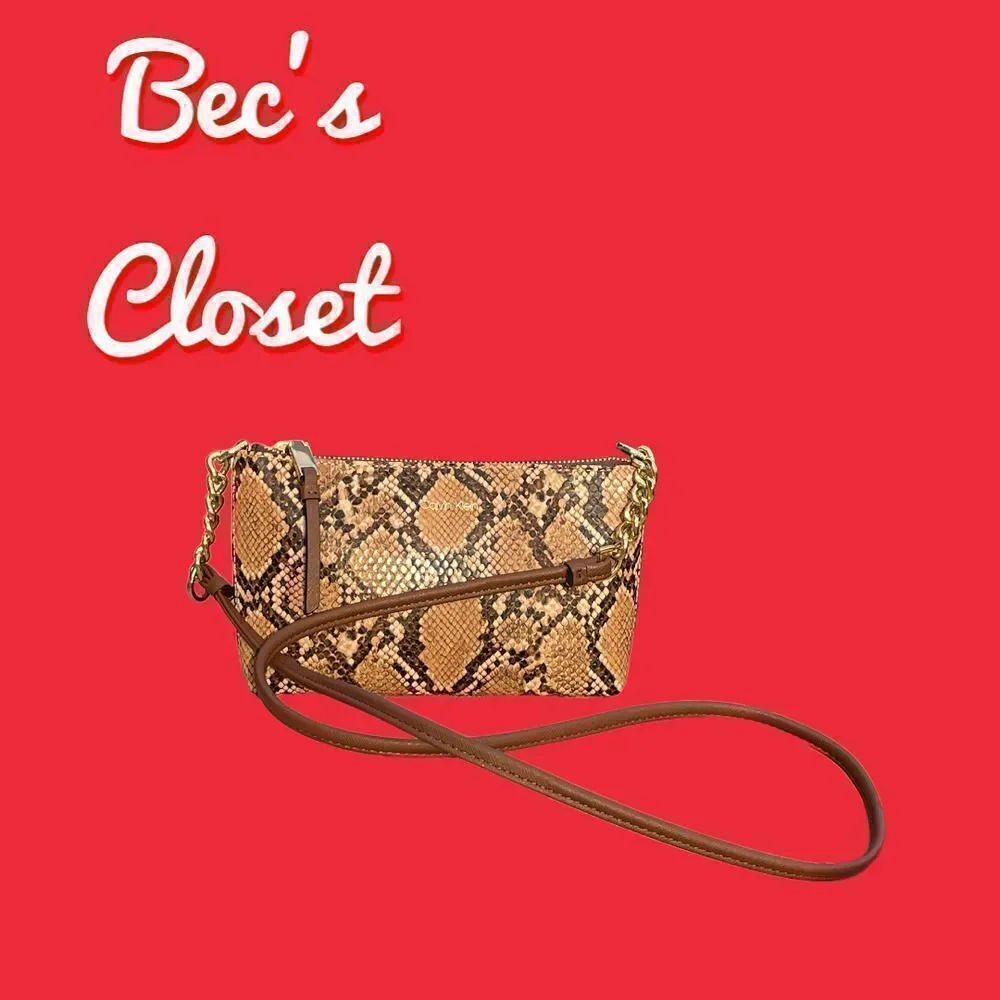Calvin Klein Snake-Embossed Crossbody Bag Tan Brown | Small - Picture 12 of 12